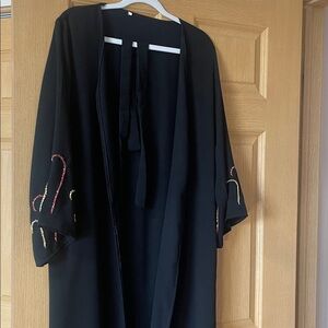 Black cardigan with Red and Gold beads